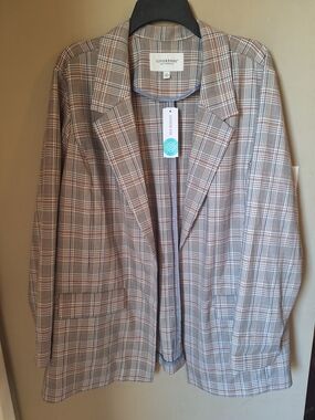 NWT Liverpool Neutral Plaid Blazer 3X